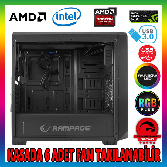 Rampage 66W Mesh Ön Panel Kasa (Fansız)